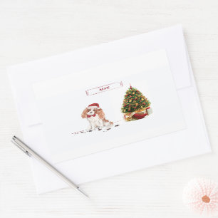Adesivo Retangular Cavalier King Charles Spaniel Funny Cog de Natal