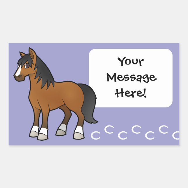 Adesivo Retangular Cavalo de desenho animado (Frente)