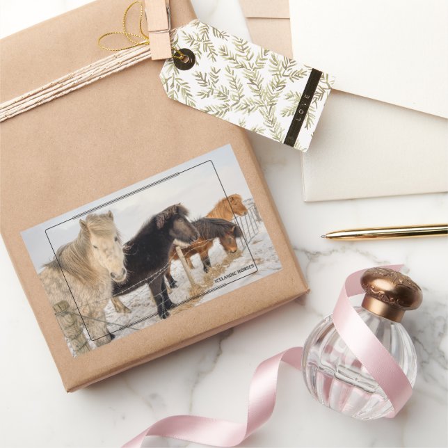 Adesivo Retangular Cavalos Islandeses (Presentear)