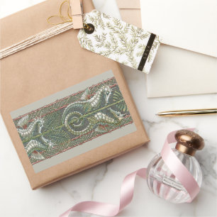 Adesivo Retangular Cavalos-marinhos e algas, Arte Nova Antiga