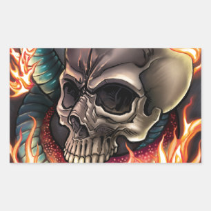 Adesivo Retangular Caveira + Cobra