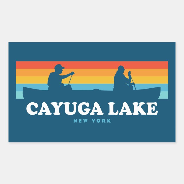 Adesivo Retangular Cayuga Lake New York Canoe (Frente)