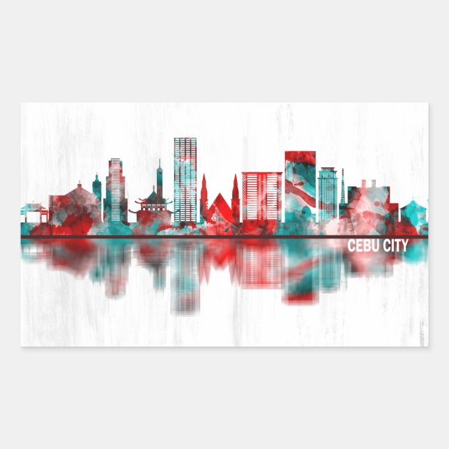 Adesivo Retangular Cebu City Filipinas Skyline (Frente)