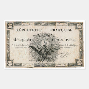 Adesivo Retangular Cédula de Assignat da Revolução Francesa de 400