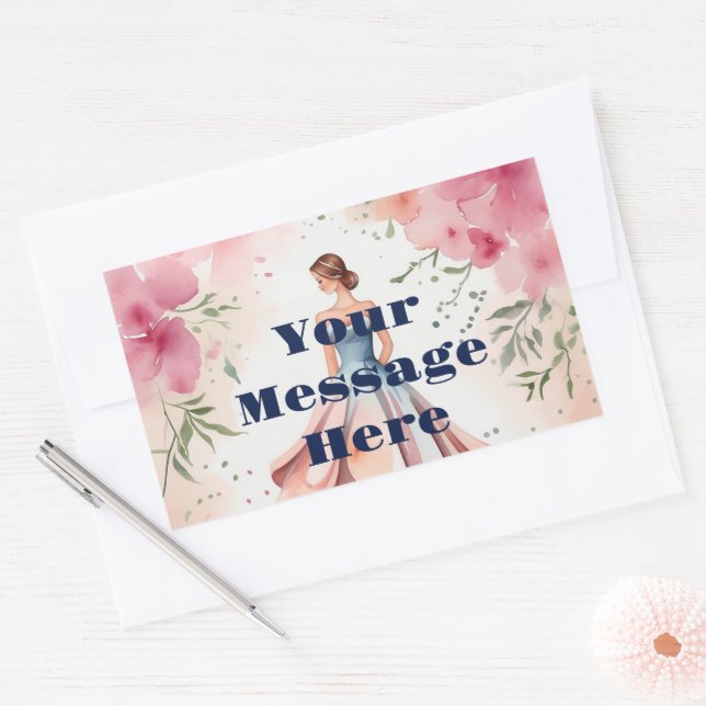 Adesivo Retangular Celebração de Quinceanera de Aquarela (Envelope)