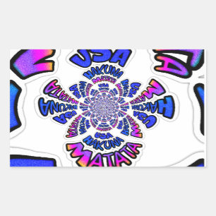 Adesivo Retangular Celebração dos EUA: Arte Dinâmica de Texto Encanta