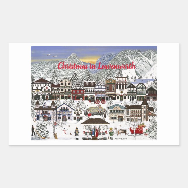 Adesivo Retangular Celebração dos Feriados em Leavenworth (Frente)