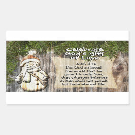Adesivo Retangular Celebrar o dom do amor de Deus, John 3:16 Natal
