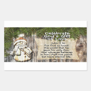 Adesivo Retangular Celebrar o dom do amor de Deus, John 3:16 Natal