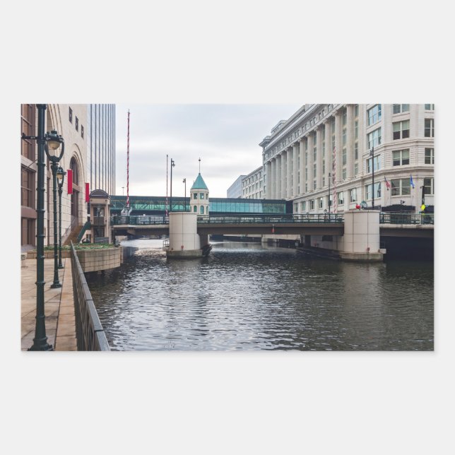 Adesivo Retangular centro milwaukee riverfront e arquitetura (Frente)