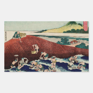 Adesivo Retangular Cesta de pesca no rio Kinu por Hokusai
