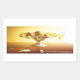 Adesivo Retangular Cesto de vidro com frutas e bateria