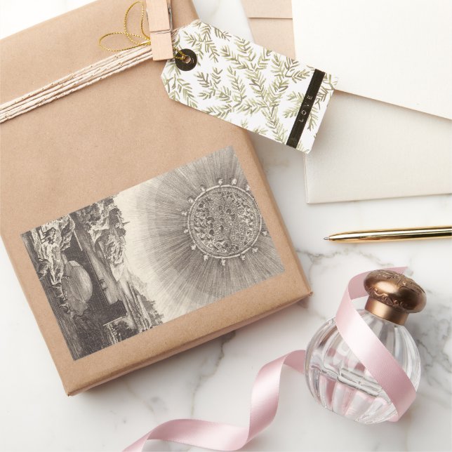 Adesivo Retangular Céu Astronômico Antiquado com Sol por Allain Malle (Presentear)