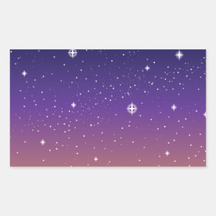 Adesivo Retangular Céu estrelado roxo e Dourado do por do sol