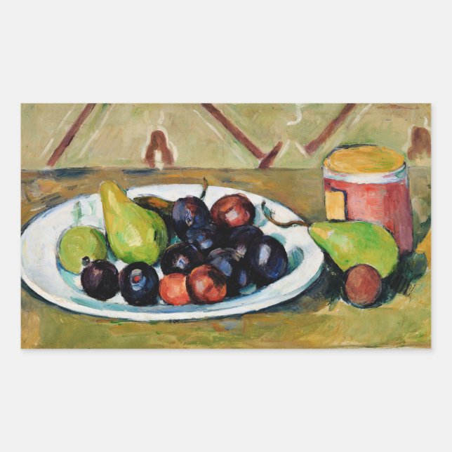 Adesivo Retangular Cezanne - Placa com Fruta e Pote de Preserva (Frente)