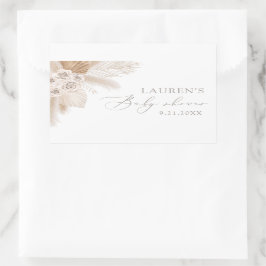 Adesivo Retangular Chá de fraldas Boho Pampas Grass