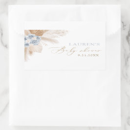 Adesivo Retangular Chá de fraldas Boho Pampas Grass Boy