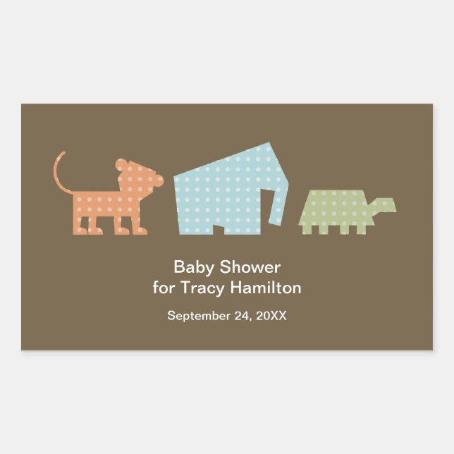 Adesivo Retangular Chá de fraldas de animais selvagens (Frente)