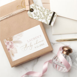 Adesivo Retangular Chá de fraldas de Garota Boho Pampas