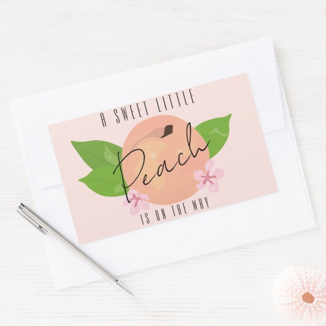 Adesivo Retangular Chá de fraldas de pêssego mínimo clássico (Envelope)