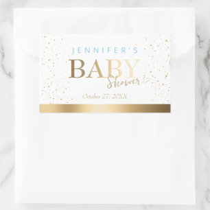 Adesivo Retangular Chá de fraldas Dourado Sparkle Boy