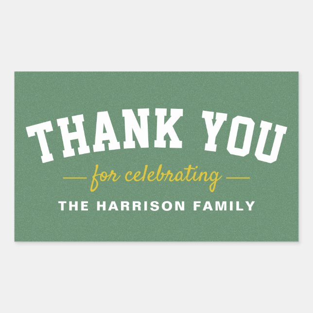 Adesivo Retangular Chá de fraldas esportivo obrigado amarelo (Frente)