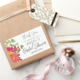 Adesivo Retangular Chá de Noiva de Jardim Floral de Verão Obrigado