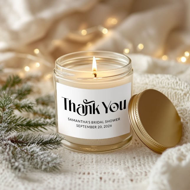 Adesivo Retangular Chá de panela Elegante De Tipografia Obrigado (Elegant Typography Bridal Shower Thank You Rectangular Sticker)