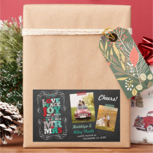 Adesivo Retangular Chalkboard Mistletoe Vintage Primeira Foto de Nata