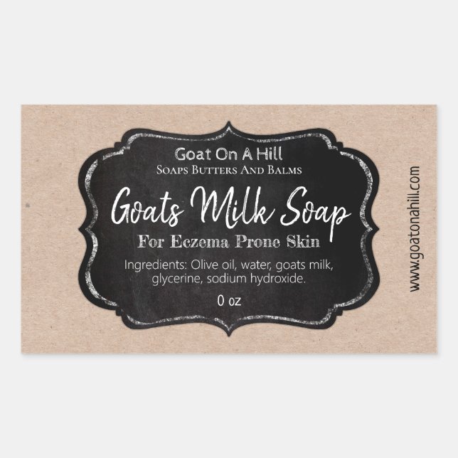 Adesivo Retangular Chalkboard on Kraft Goat's milk Soap (Frente)