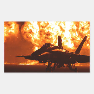 Adesivo Retangular Chamas do Jet Fighter