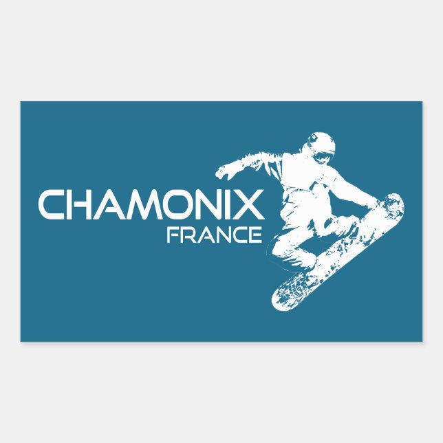 Adesivo Retangular Chamonix France Snowboarder (Frente)