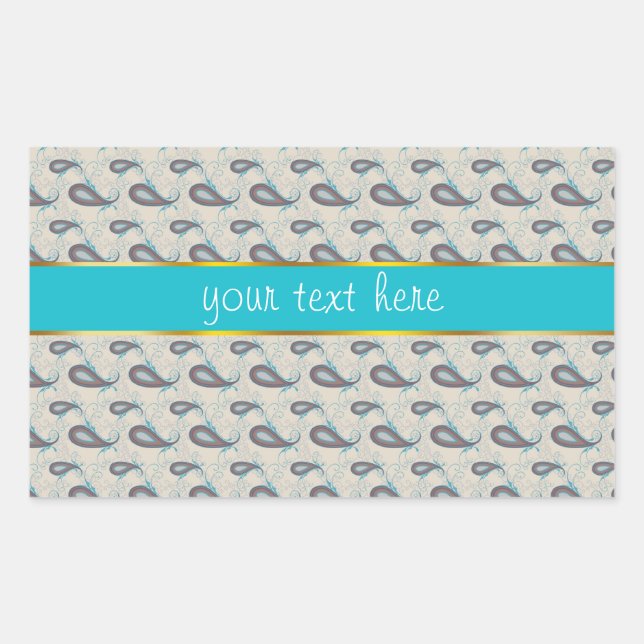 Adesivo Retangular Champagne Paisley Pattern (Frente)