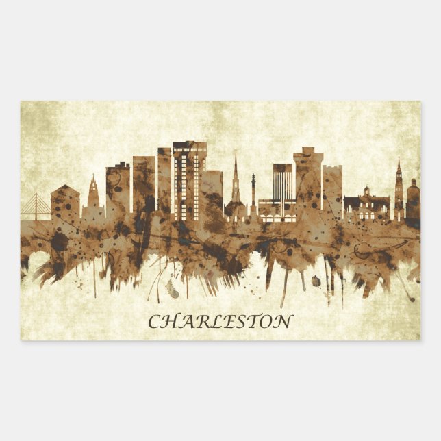Adesivo Retangular Charleston South Carolina Cityscape (Frente)