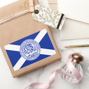 Adesivo Retangular Charlotte (Carolina do Norte) Bandeira da cidade