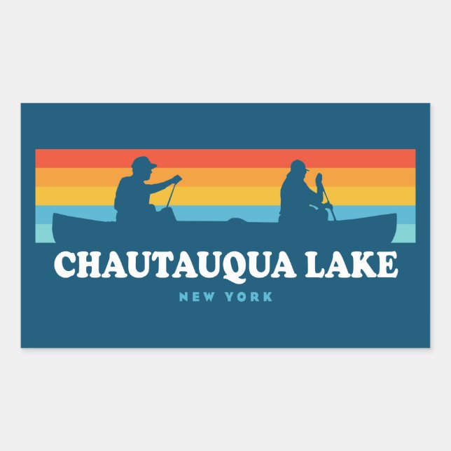 Adesivo Retangular Chautauqua Lake New York Canoe (Frente)
