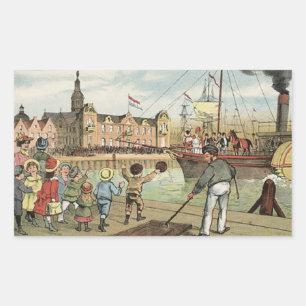 Adesivo Retangular Chegada da Rua holandesa de Sinterklaas, Nick Vint