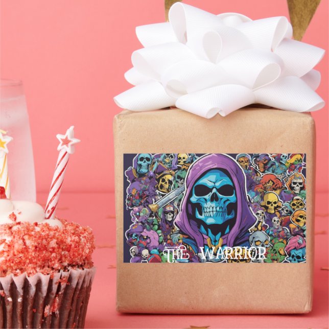 Adesivo Retangular Cheio-bomba-adesivo do Skeletor (Festa)