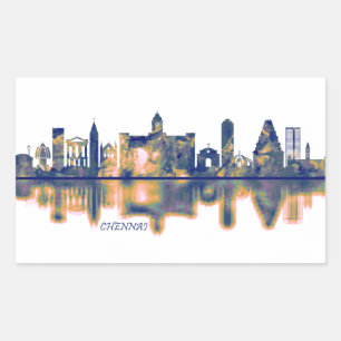 Adesivo Retangular Chennai Skyline