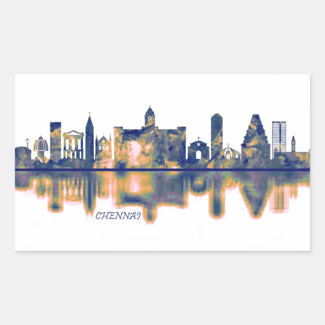 Adesivo Retangular Chennai Skyline (Frente)