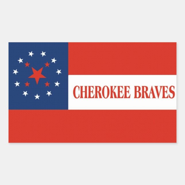 Adesivo Retangular Cherokee Braves Flag, Estados Unidos (Frente)