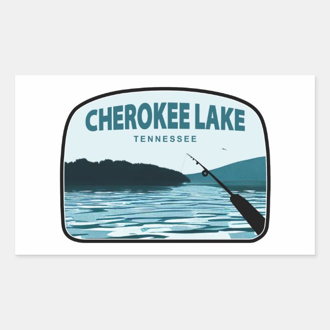 Adesivo Retangular Cherokee Lake Tennessee Fisheries Rod (Frente)