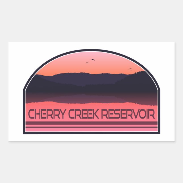 Adesivo Retangular Cherry Creek Reservoir Colorado Red Sunrise (Frente)