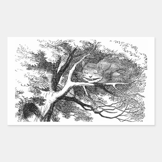 Adesivo Retangular Cheshire Cat Oculta numa Árvore (Frente)