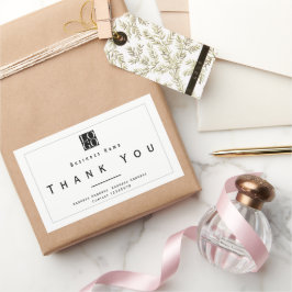 Adesivo Retangular Chic Minimalist Thank You Business Logo White