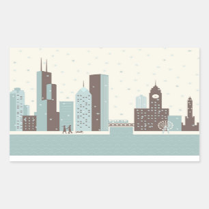 Adesivo Retangular Chicago no inverno
