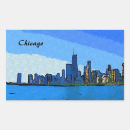 Adesivo Retangular Chicago Skyline Collage Paint