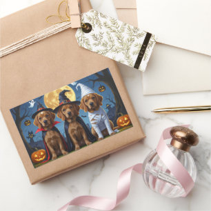 Adesivo Retangular Chihuahua Dog Pumpkin Halloween Engraçado