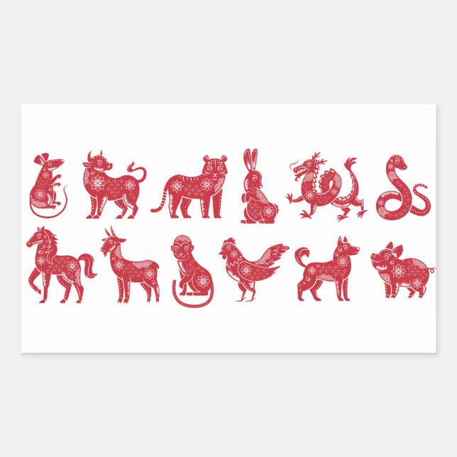 Adesivo Retangular Chinese Horoscope Animals (Frente)