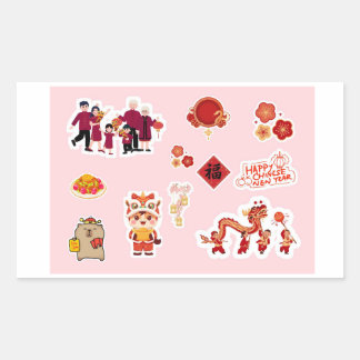 Adesivo Retangular Chinese Theme Digital Stickers | Country Edition